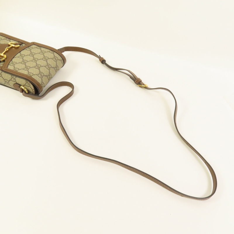 GUCCI 塗層帆布Horsebit 1955 Mini金扣肩背袋-4