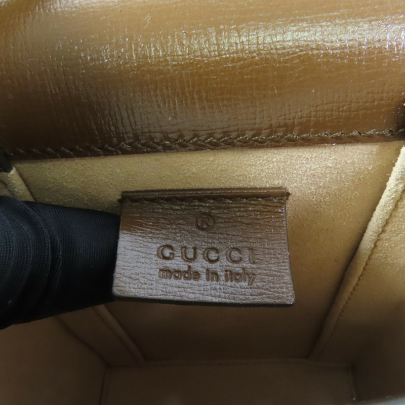 GUCCI 塗層帆布Horsebit 1955 Mini金扣肩背袋-8