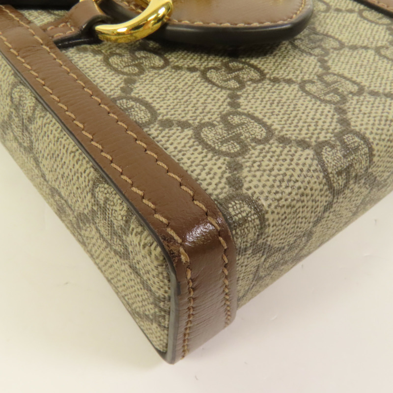 GUCCI 塗層帆布Horsebit 1955 Mini金扣肩背袋-10