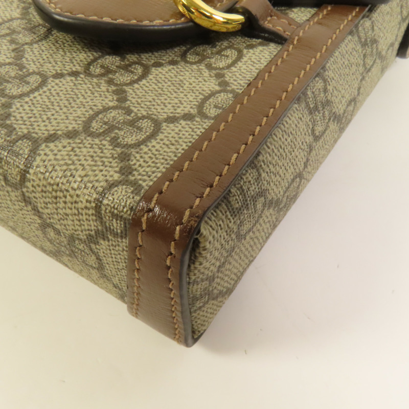 GUCCI 塗層帆布Horsebit 1955 Mini金扣肩背袋-11