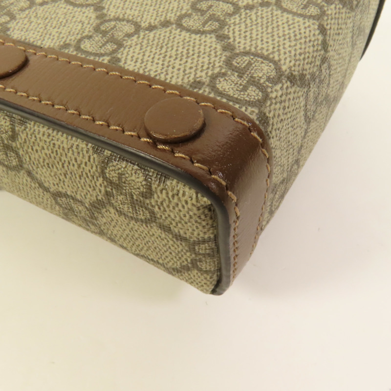 GUCCI 塗層帆布Horsebit 1955 Mini金扣肩背袋-12