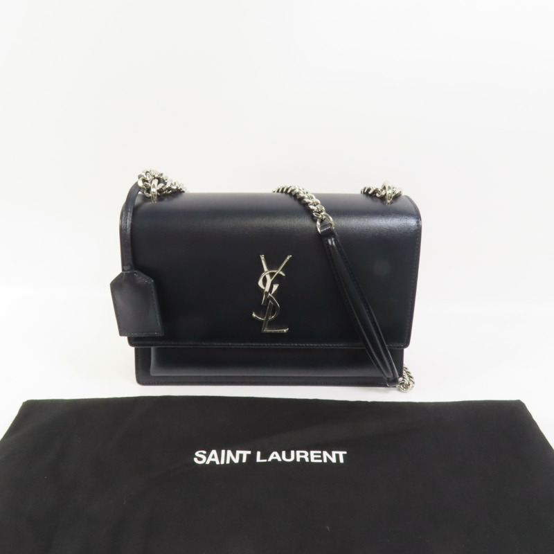 SAINT LAURENT 牛皮皮革Sunset Medium銀扣肩背袋-11