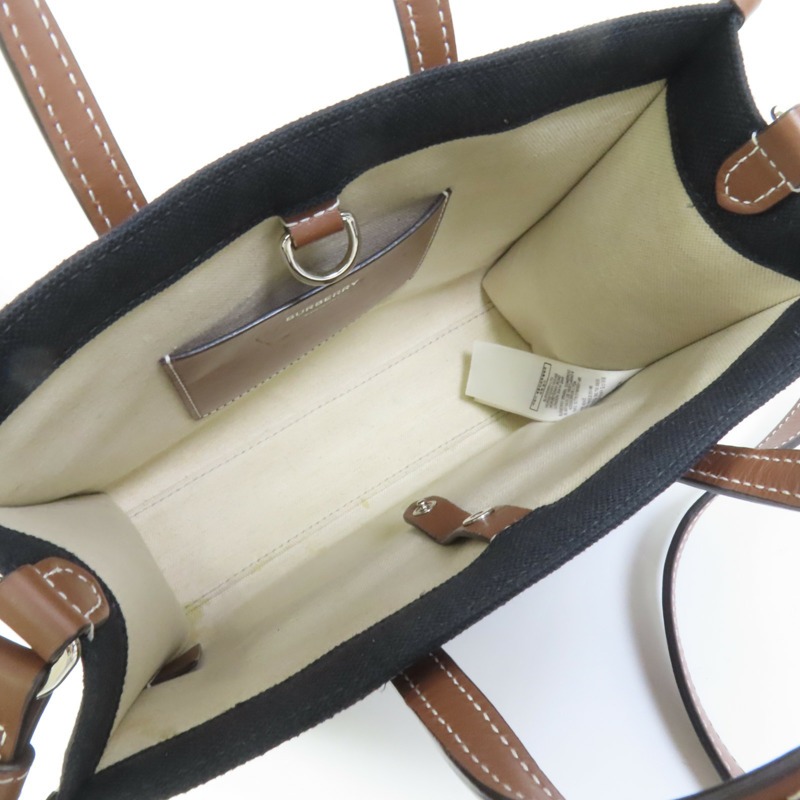 BURBERRY 帆布Mini Freya銀扣手挽肩背兩用袋-4
