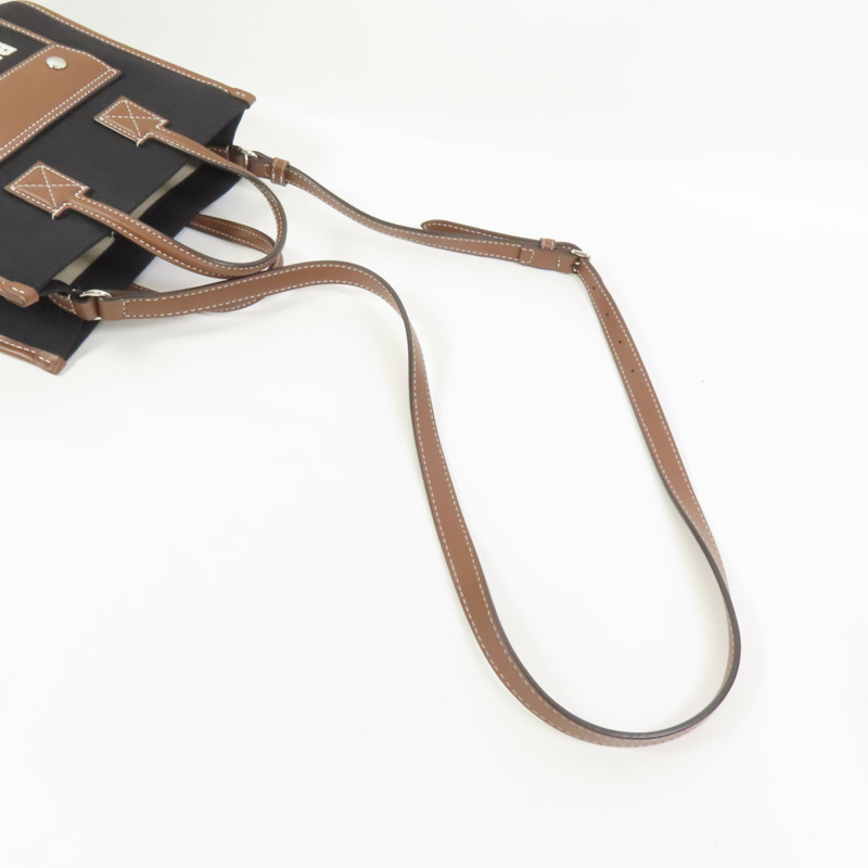 BURBERRY 帆布Mini Freya銀扣手挽肩背兩用袋-5