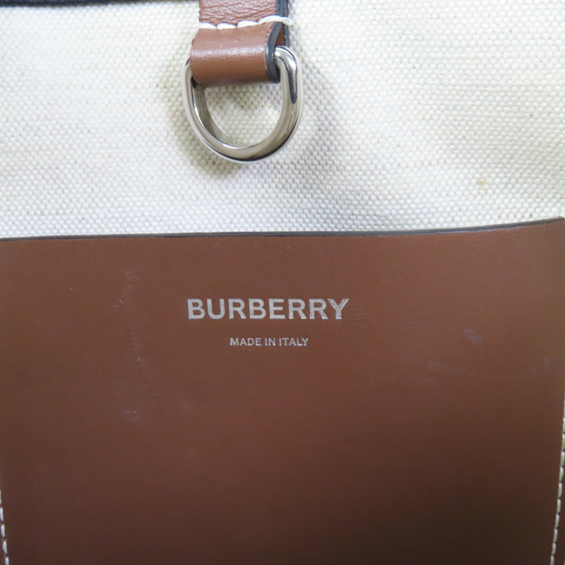 BURBERRY 帆布Mini Freya銀扣手挽肩背兩用袋-8