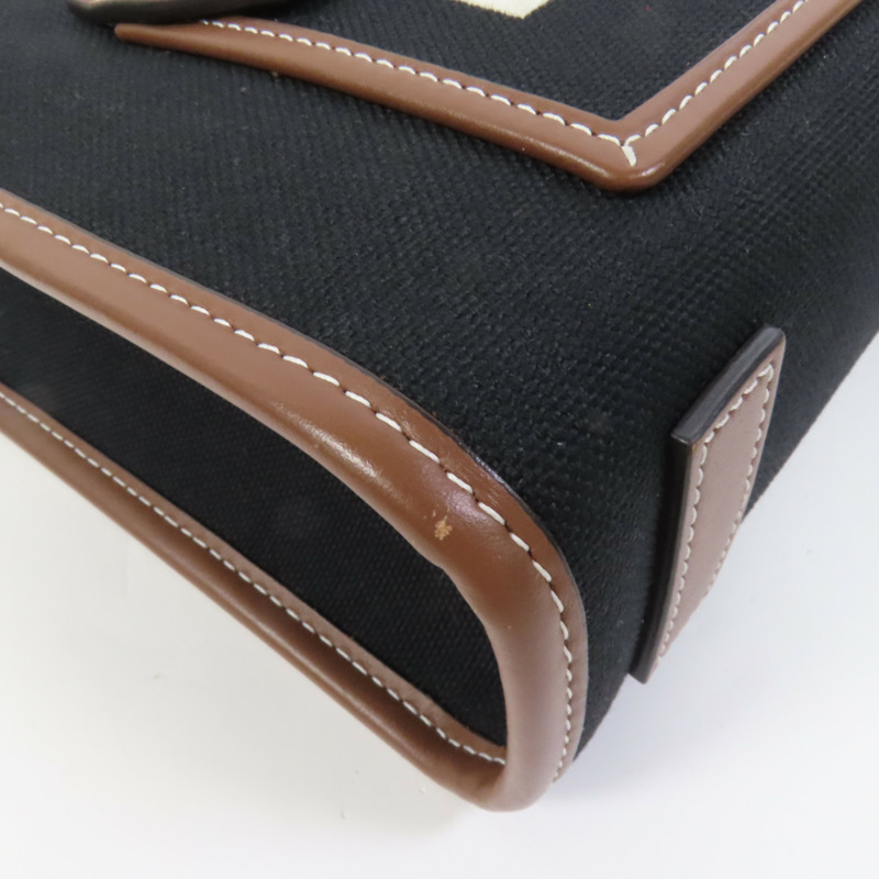 BURBERRY 帆布Mini Freya銀扣手挽肩背兩用袋-10