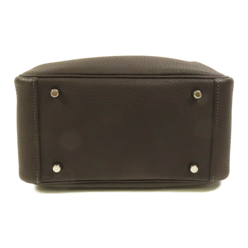 HERMES Clemence皮革Mini Lindy銀扣手挽肩背兩用袋Macassar-3