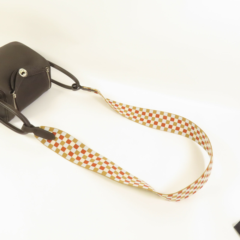 HERMES Clemence皮革Mini Lindy銀扣手挽肩背兩用袋Macassar-5