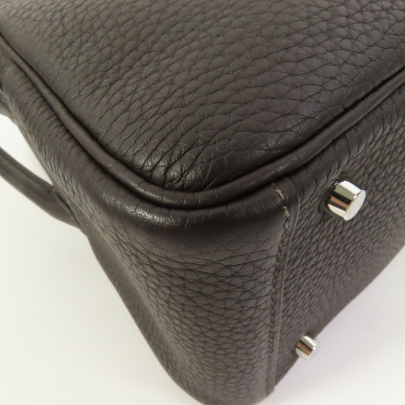 HERMES Clemence皮革Mini Lindy銀扣手挽肩背兩用袋Macassar-13