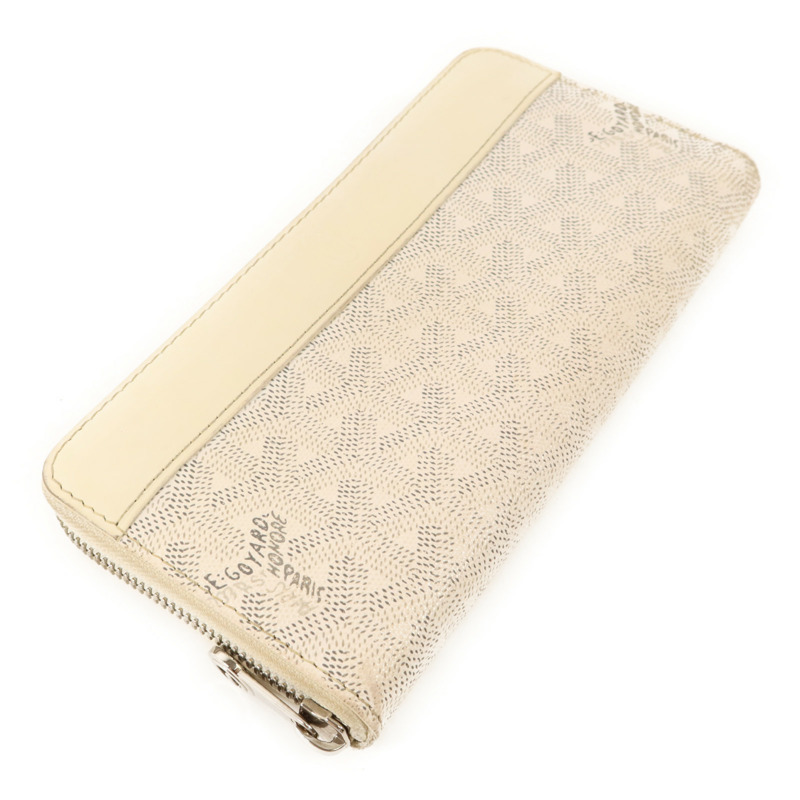 GOYARD 塗層帆布/牛皮皮革Matignon GM Wallet銀扣拉長鏈錢包-2