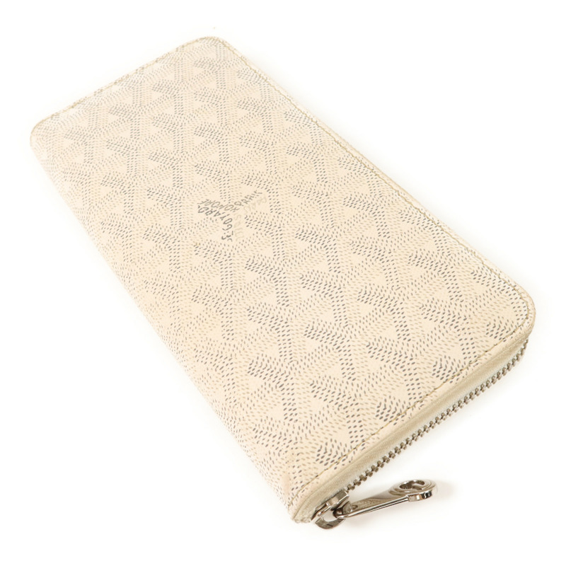 GOYARD 塗層帆布/牛皮皮革Matignon GM Wallet銀扣拉長鏈錢包-3