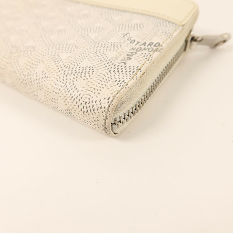 GOYARD 塗層帆布/牛皮皮革Matignon GM Wallet銀扣拉長鏈錢包-9
