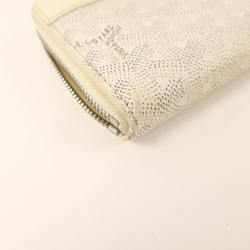 GOYARD 塗層帆布/牛皮皮革Matignon GM Wallet銀扣拉長鏈錢包-10