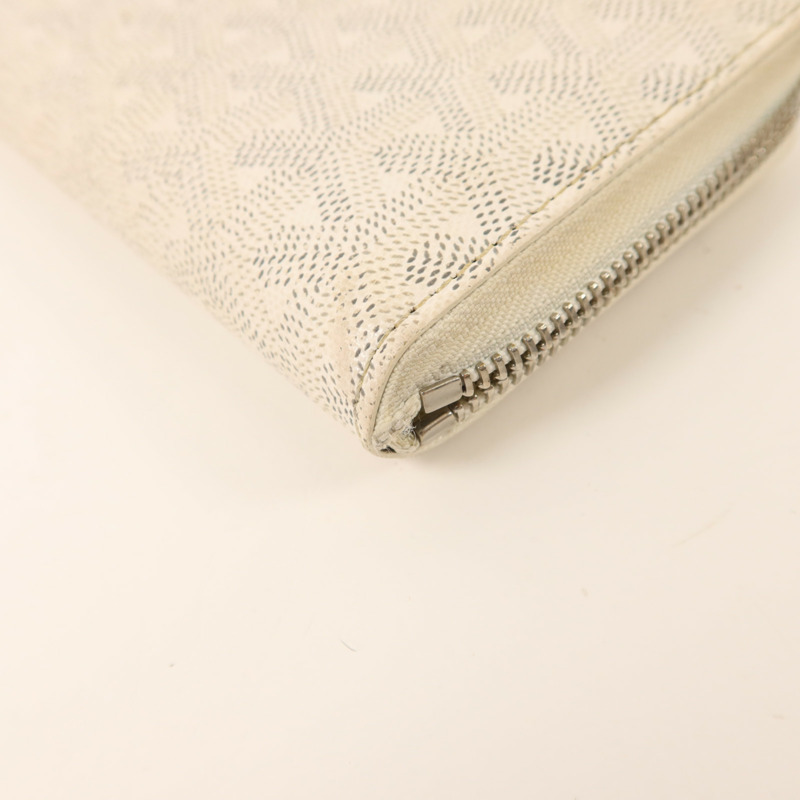 GOYARD 塗層帆布/牛皮皮革Matignon GM Wallet銀扣拉長鏈錢包-11