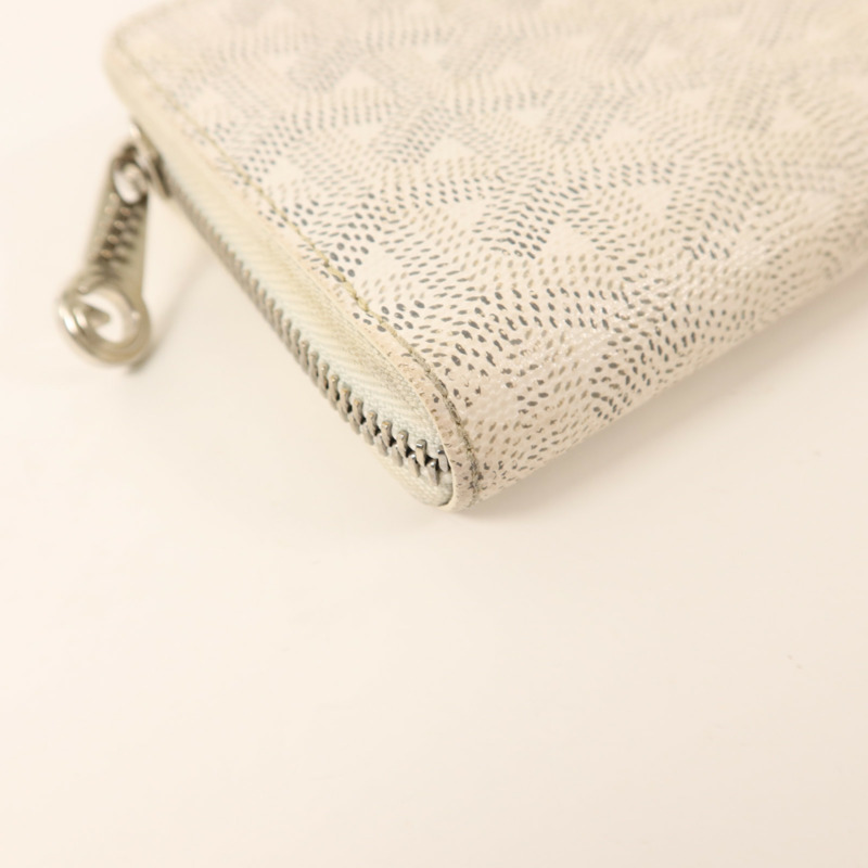 GOYARD 塗層帆布/牛皮皮革Matignon GM Wallet銀扣拉長鏈錢包-12