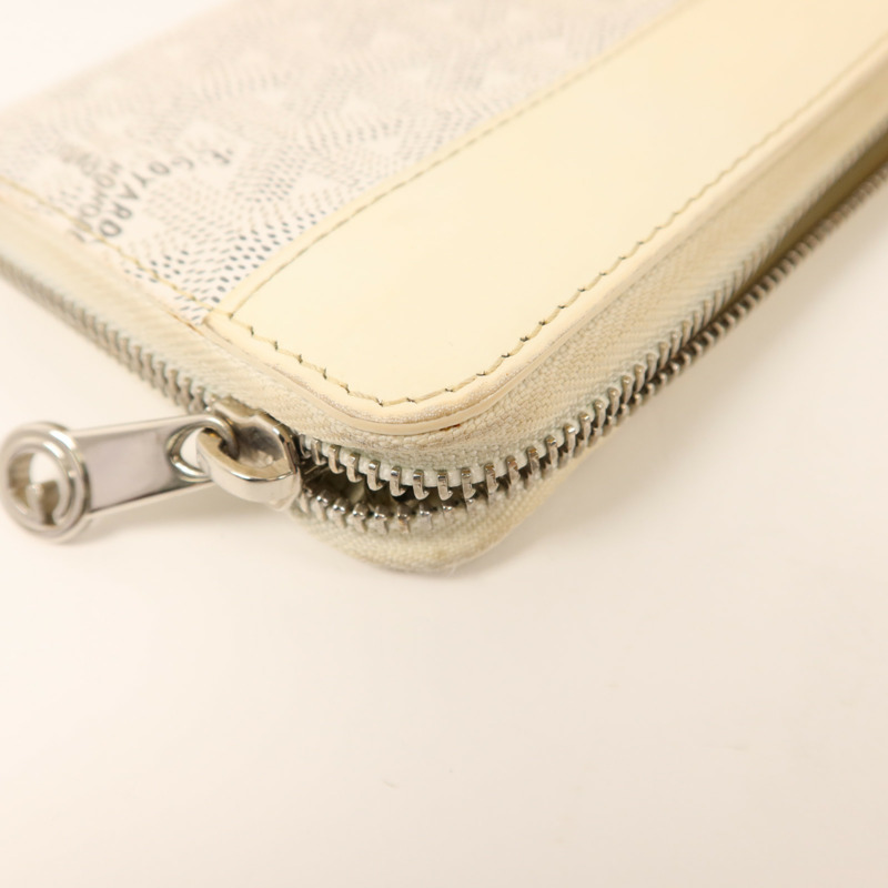 GOYARD 塗層帆布/牛皮皮革Matignon GM Wallet銀扣拉長鏈錢包-13