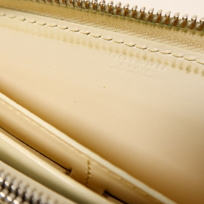 GOYARD 塗層帆布/牛皮皮革Matignon GM Wallet銀扣拉長鏈錢包-16