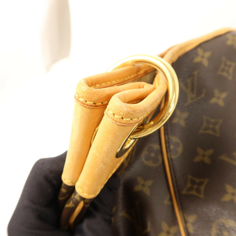 LOUIS VUITTON Monogram Galliera PM金扣肩背袋棕色-15