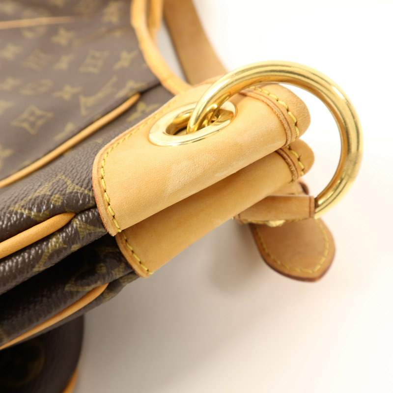 LOUIS VUITTON Monogram Galliera PM金扣肩背袋棕色-16