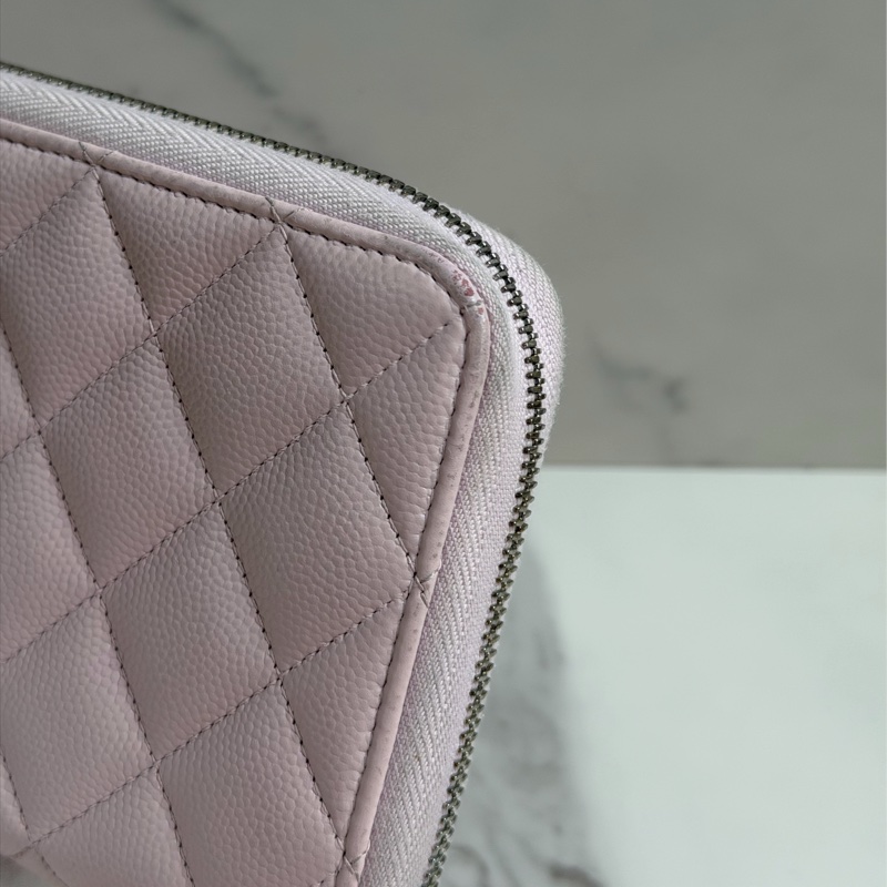 CHANEL 荔枝皮粉色長夾-6
