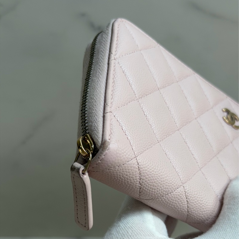 CHANEL 荔枝皮粉色長夾-8