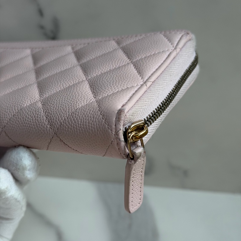 CHANEL 荔枝皮粉色長夾-13