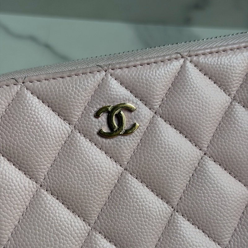 CHANEL 荔枝皮粉色長夾-16