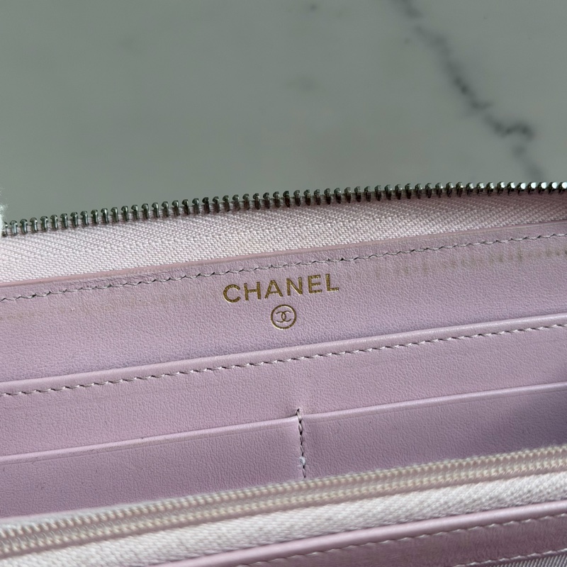 CHANEL 荔枝皮粉色長夾-20