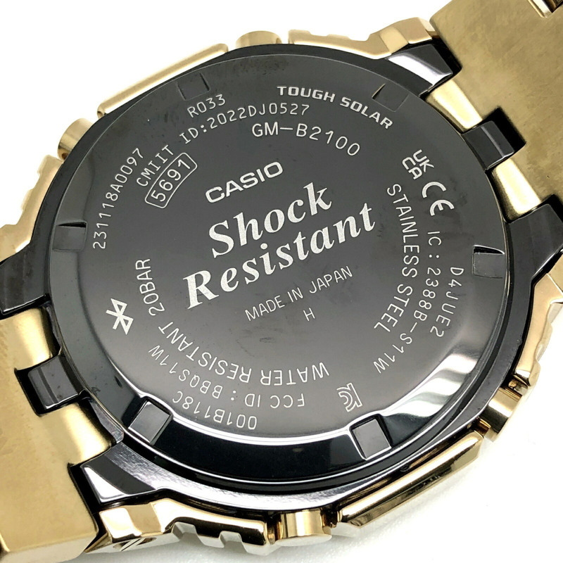 卡西歐 G-SHOCK GM-B2100GD-9A 全金屬金色 IP 太陽能腕錶，配備藍牙、手機連接、雙 LED 照明、八角形設計、橡木指針/數位雙顯。 2023 年 3 月發布。可在 Mikunigaoka 商店購買。-7