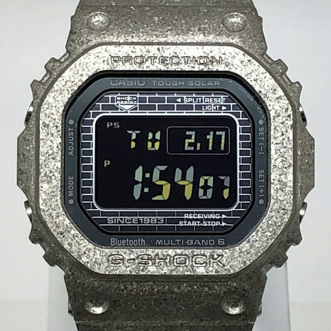 卡西歐 G-SHOCK GMW-B5000PS-1 40週年紀念版復刻腕錶，全金屬錶殼，電波太陽能動力，藍牙，手機連接功能，銀色錶殼，TIC鍍膜，2023年4月發售，Mikunigaoka 專賣店