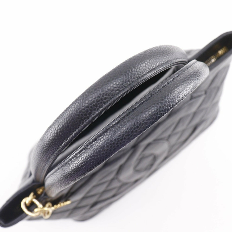 香奈兒復刻版手提包,Coco標誌,絎縫,A01804,魚子醬紋皮革,黑色,A5 Medallion手提包,女士-5