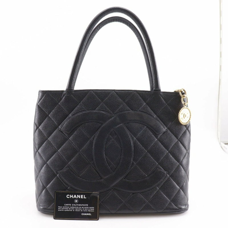 香奈兒復刻版手提包,Coco標誌,絎縫,A01804,魚子醬紋皮革,黑色,A5 Medallion手提包,女士-11