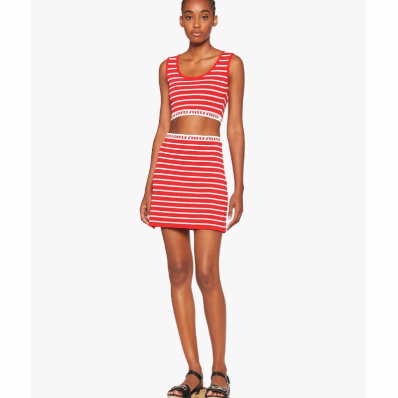 Miu Miu 女士 條紋迷你半身裙IT-36 IT-38 IT-40 IT-42碼-2