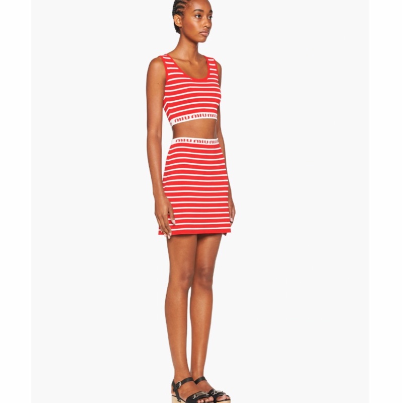 Miu Miu 女士 條紋迷你半身裙IT-36 IT-38 IT-40 IT-42碼-3