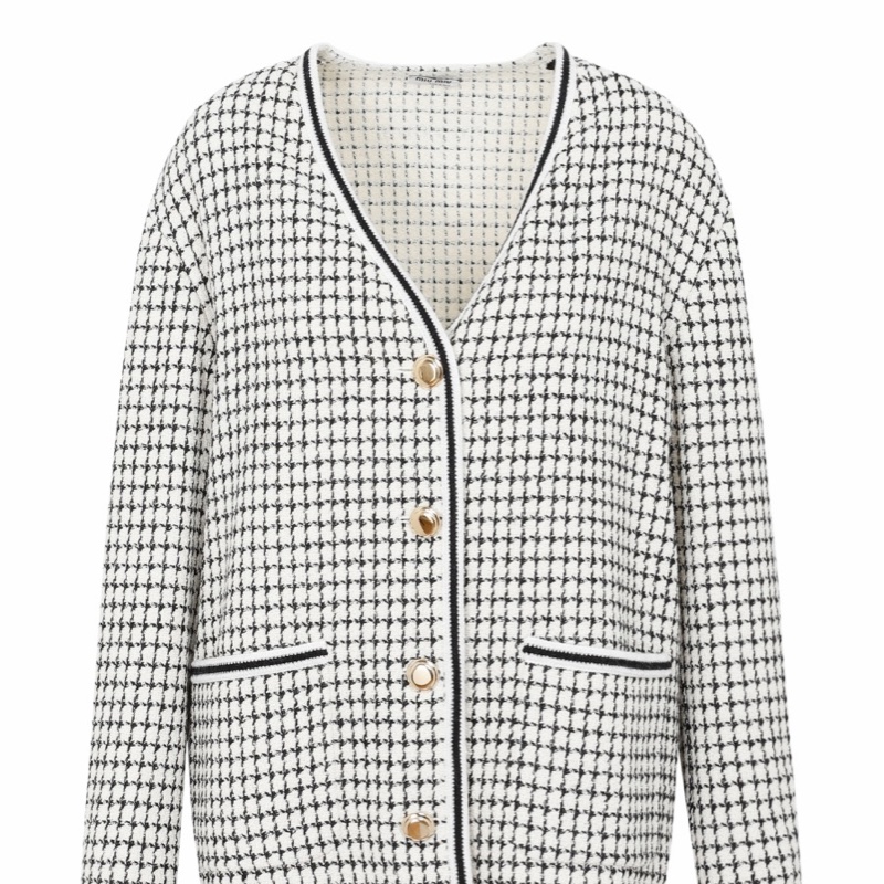 Miu Miu 女士 格紋花呢單排扣開衫IT-42碼-0