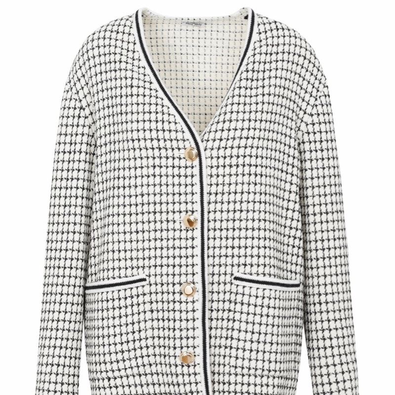 Miu Miu 女士 格紋花呢單排扣開衫IT-42碼-3