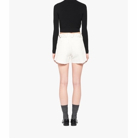 Miu Miu 女士 腰帶環牛仔短褲25碼-3