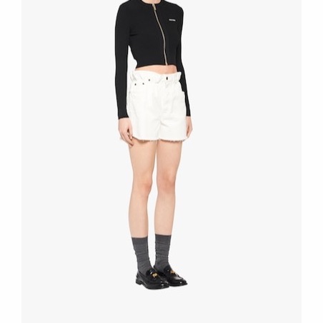 Miu Miu 女士 腰帶環牛仔短褲25碼-4