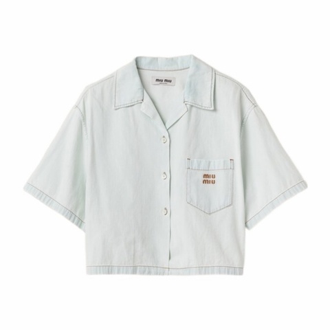 Miu Miu 女士 刺繡標牛仔襯衫IT-38 IT-40碼