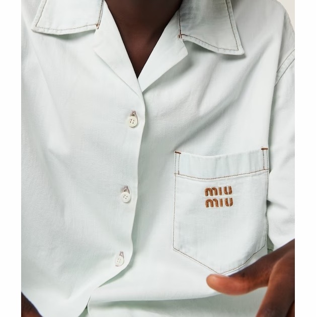 Miu Miu 女士 刺繡標牛仔襯衫IT-38 IT-40碼-2