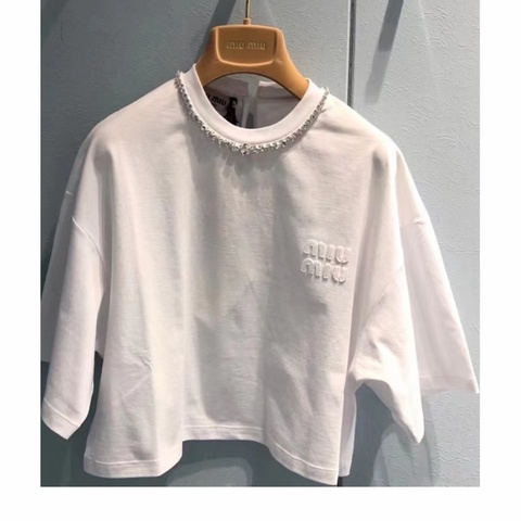 Miu Miu 女士 徽標短袖T恤XS M碼