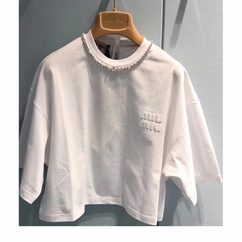 Miu Miu 女士 徽標短袖T恤XS M碼-0