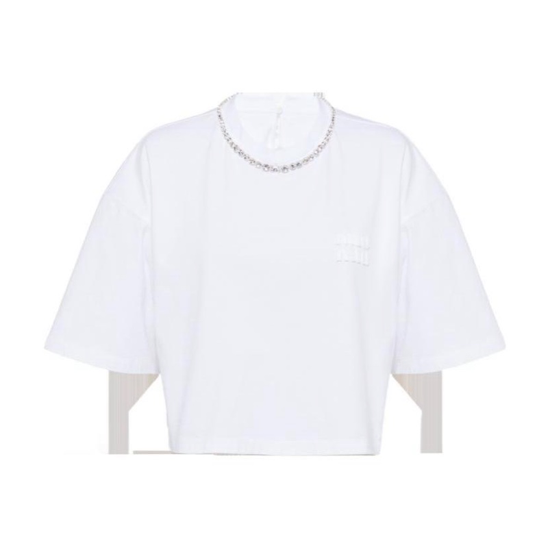 Miu Miu 女士 徽標短袖T恤XS M碼-4