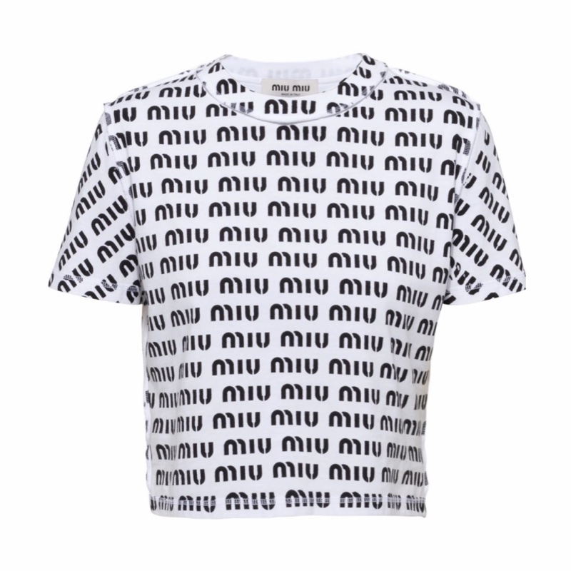 Miu Miu 女士 印花圖案T恤XS S M L XL碼-0