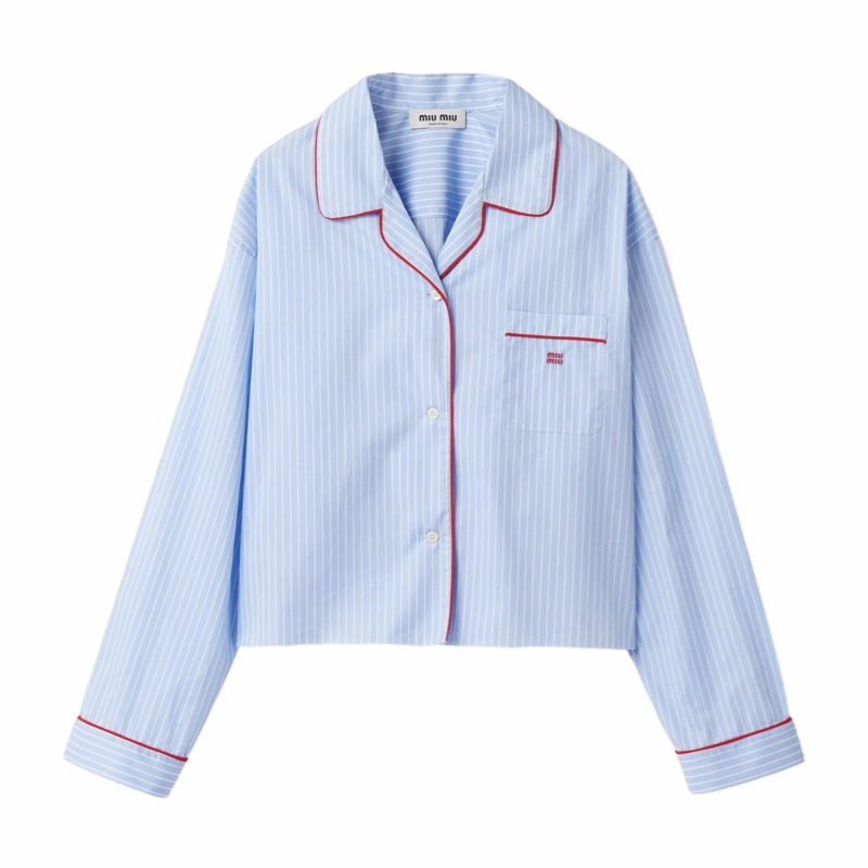 Miu Miu 女士 徽標條紋襯衫IT-36 IT-38 IT-40碼-0