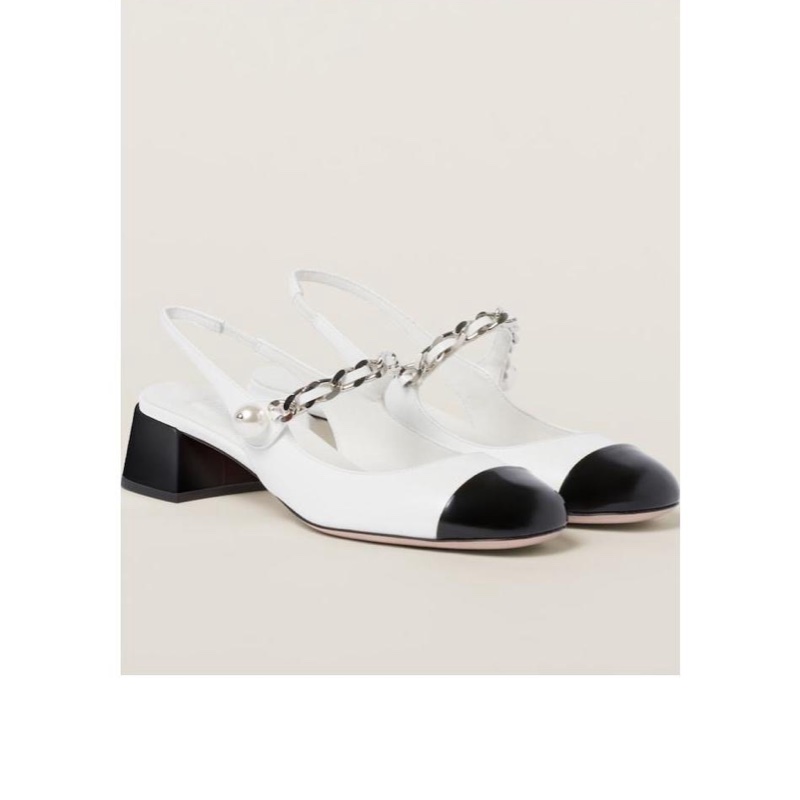 Miu Miu 女士 雙色露跟高跟鞋35 35.5 36 36.5 37 37.5 38 38.5 39 40碼跟高: 3.5cm-3