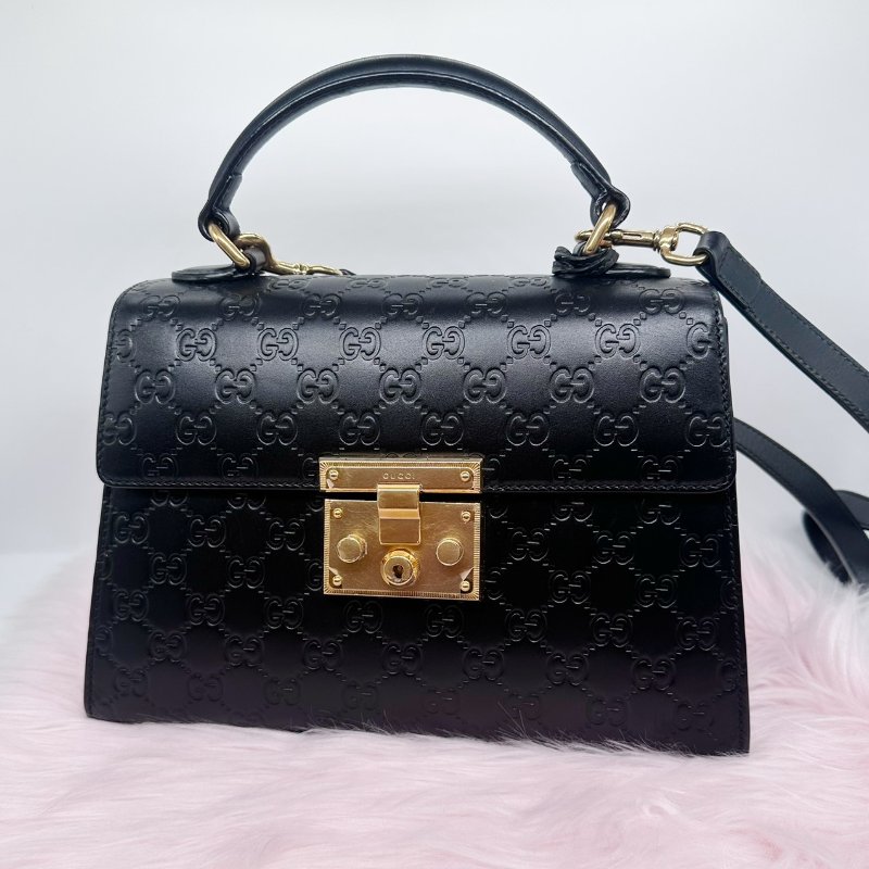 GUCCI 黑色壓花 Padlock月光寶盒兩用包-0