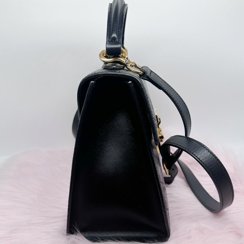 GUCCI 黑色壓花 Padlock月光寶盒兩用包-2