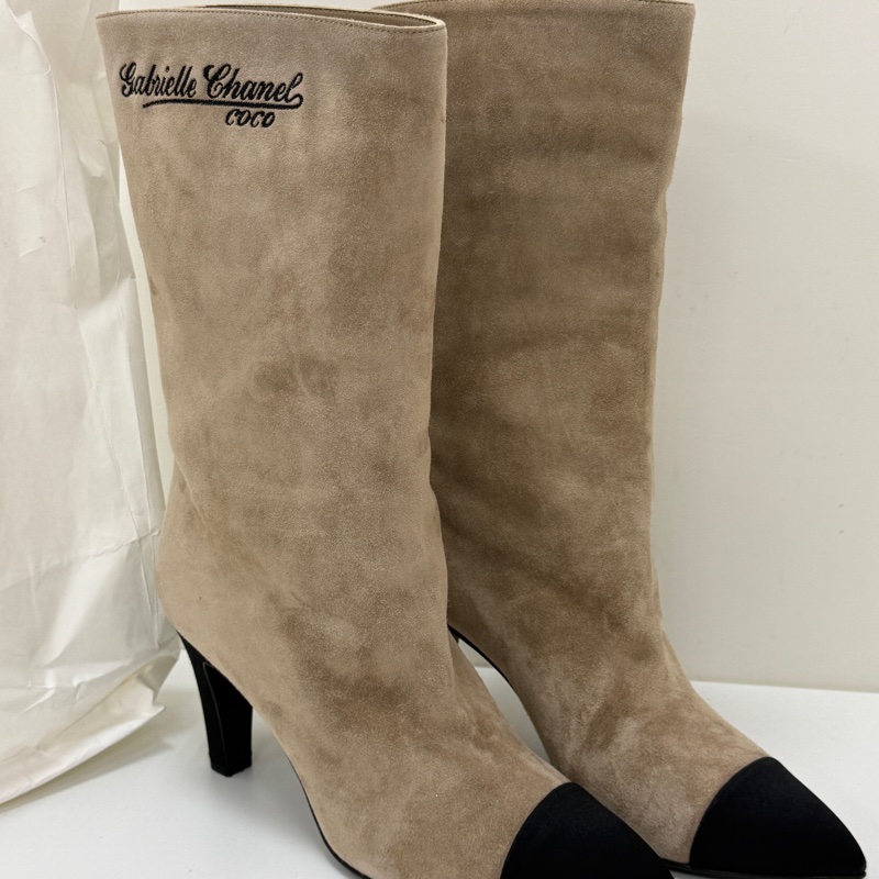 Chanel 拼接麂皮長靴-0