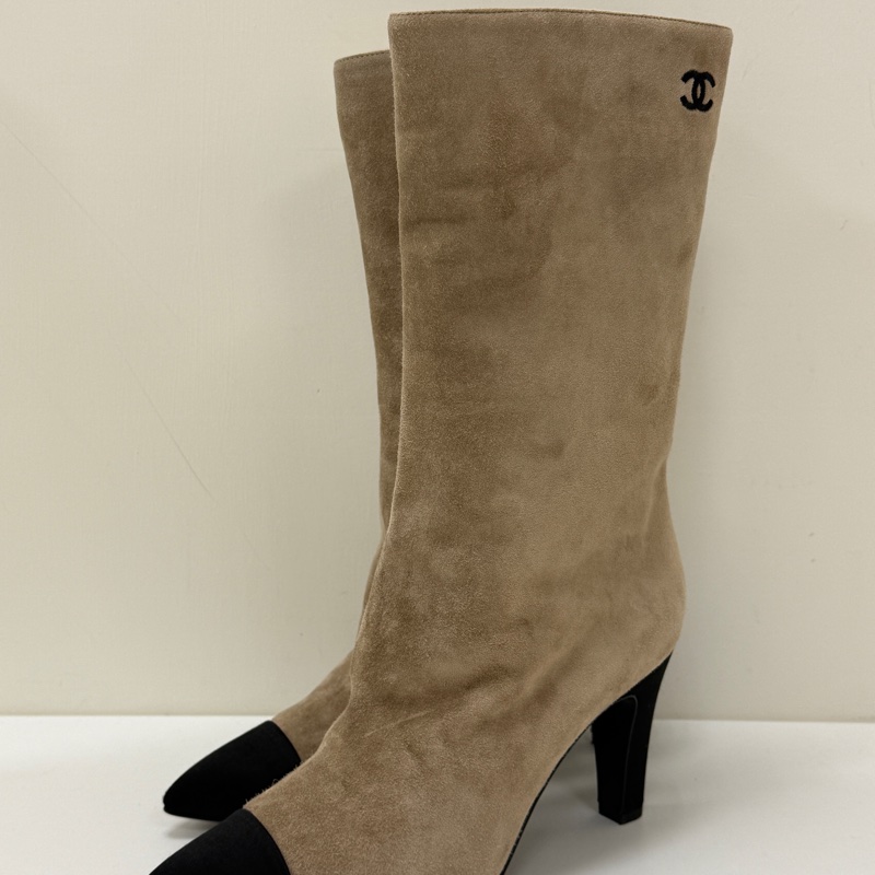 Chanel 拼接麂皮長靴-1